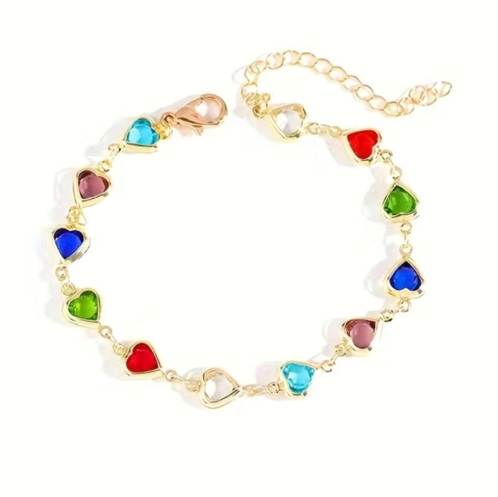 Crystal Heart Gold Bracelet